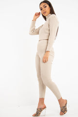 Stone Rib Crop Jumper Loungewear Set - Ayriana