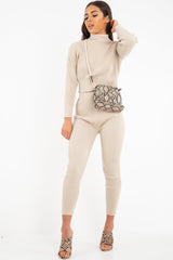 Stone Rib Crop Jumper Loungewear Set - Ayriana