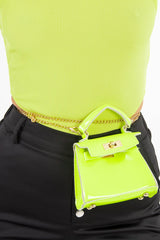 Neon Lime Chain Mini Handbag - Ramie