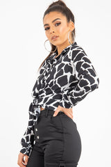 Black White Cow Print Button Down Shirt - Pelia