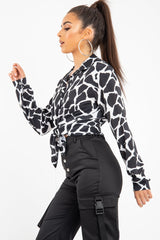 Black White Cow Print Button Down Shirt - Pelia