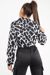 Black White Cow Print Button Down Shirt - Pelia