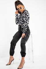 Black White Cow Print Button Down Shirt - Pelia