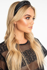 Black Leather Knotted Headband - Adair