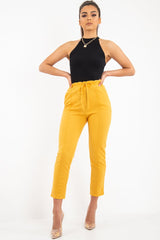 Mustard Drawstring Seam Front Tailored Joggers - Lissie