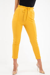 Mustard Drawstring Seam Front Tailored Joggers - Lissie