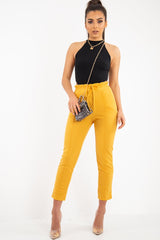 Mustard Drawstring Seam Front Tailored Joggers - Lissie
