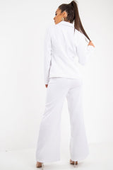 White Tie Front Blazer Wide Leg Trouser Co-Ord - Saphira