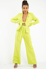 Lime Tie Front Blazer Wide Leg Trouser Co-Ord - Saphira