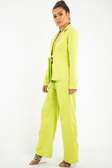 Lime Tie Front Blazer Wide Leg Trouser Co-Ord - Saphira