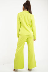 Lime Tie Front Blazer Wide Leg Trouser Co-Ord - Saphira