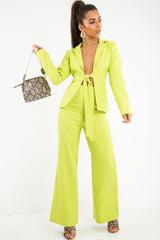 Lime Tie Front Blazer Wide Leg Trouser Co-Ord - Saphira
