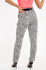 White Zebra Print Wide Leg Trousers - Gisella