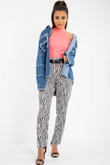 White Zebra Print Wide Leg Trousers - Gisella