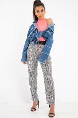 Mid Wash Denim Frayed Studded Detail Jacket - Ashira