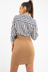 Navy White Stripe Oversized Button Down Shirt - Sopha