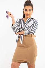 Navy White Stripe Oversized Button Down Shirt - Sopha