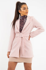Pink Belted Button Front Blazer Dress - Naomy
