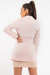 Pink Belted Button Front Blazer Dress - Naomy