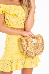 Tan Bamboo Beach Bag - Nahia