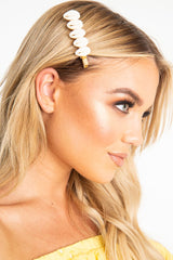 Gold Shell Detail Crocodile Barrette - Ignacia