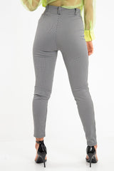 Black White Houndstooth Button Front Trousers - Isabelle