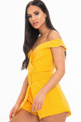 Orange White Polka Dot Belted Wrap Playsuit - Grace