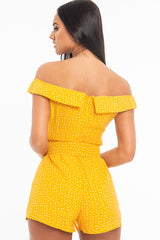 Orange White Polka Dot Belted Wrap Playsuit - Grace