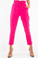 Fuchsia Drawstring Seam Front Tailored Joggers - Lissie