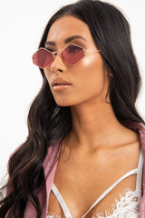 Pink Pointed Oval Tinted Lens Sunglasses - Amaira