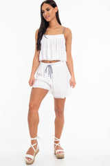 White Braided Drawstring Tassel Detail Shorts - Gabbi