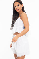 White Braided Strap Detail Tiered Top - Charlize