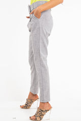Grey Belted Tailored Trousers - Celena