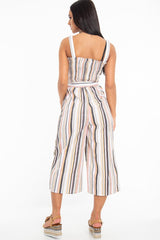 Multi Stripe Ruched Top Culotte Jumpsuit - Natasha