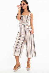 Multi Stripe Ruched Top Culotte Jumpsuit - Natasha