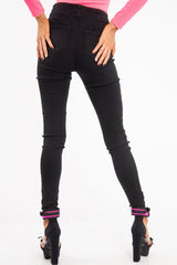 Washed Black Zip Front Skinny Denim Jeans - Bryana
