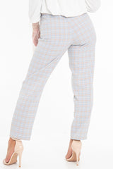 Light Blue and Brown Check Tapered Trousers - Caddy