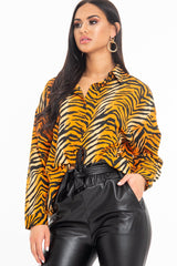 Orange Tiger Print Button Down Shirt - Katy