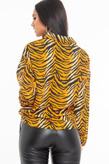 Orange Tiger Print Button Down Shirt - Katy