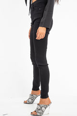 Washed Black High Waist Skinny Fit Denim Jeans - Anatalia