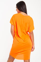 Neon Orange Oversized Pocket Front Midi T-Shirt Dress - Whitney
