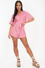 Pink Candy Striped Playsuit - Carissa
