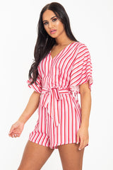 Pink Candy Striped Playsuit - Carissa