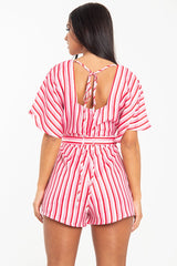 Pink Candy Striped Playsuit - Carissa