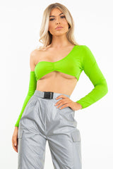Neon Green Asymmetric Crop Top - Nicki