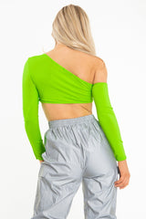Neon Green Asymmetric Crop Top - Nicki