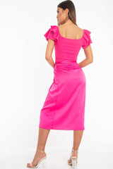 Fuchsia Cold Shoulder Lace Up Bardot Crop Top - Kenndra