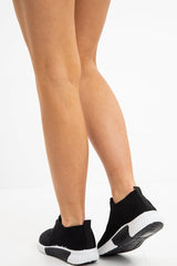 Black Net Lace Up Chunky Sole Trainers - Lexus