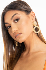 Gold Textured Drop Circle Earrings - Tillie