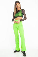 Black Mesh Long Sleeve Crop Top - Presley